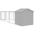 Miniatyrbillede 6 af 9: The Living Store hønsehus med løbegård 117x405x123 cm galvaniseret stål lysegrå -  Huse & bure til små dyr