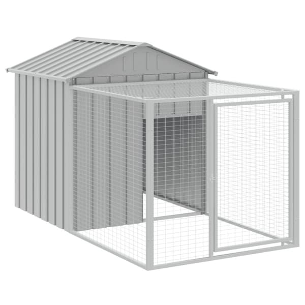 The Living Store hønsehus med løbegård 117x405x123 cm galvaniseret stål lysegrå - Huse & bure til små dyr