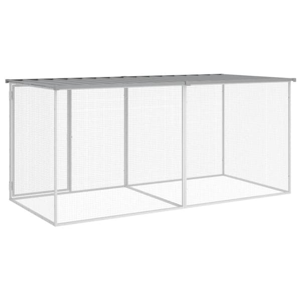 The Living Store Hönsbur med tak ljusgrå 203x98x90 cm galvaniserat stål -  Smådjursburar