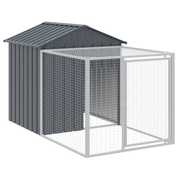 The Living Store hønsehus med løbegård 117x201x123 cm galvaniseret stål antracit -  Huse & bure til små dyr