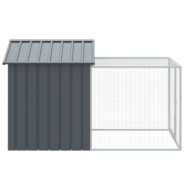 The Living Store hønsehus med løbegård 117x201x123 cm galvaniseret stål antracit -  Huse & bure til små dyr