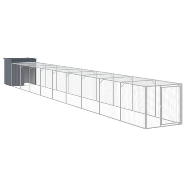 The Living Store hønsehus m. løbegård 110x1017x110 cm galvaniseret stål antracit -  Huse & bure til små dyr