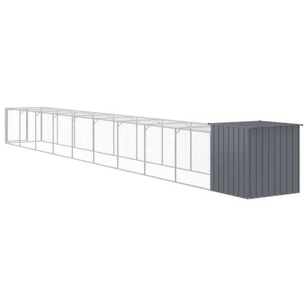 The Living Store hønsehus m. løbegård 110x1017x110 cm galvaniseret stål antracit -  Huse & bure til små dyr