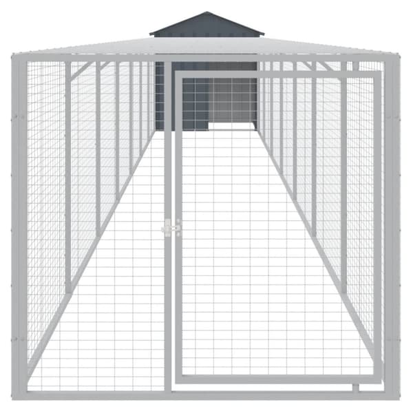 The Living Store hønsehus med løbegård 117x813x123 cm galvaniseret stål antracit -  Huse & bure til små dyr