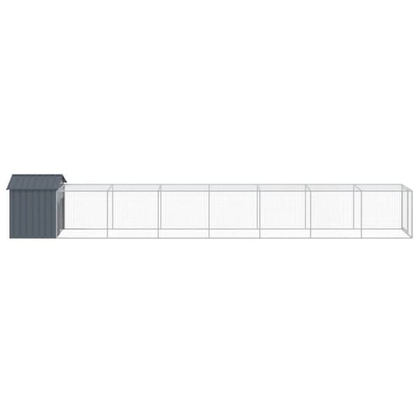 The Living Store hønsehus med løbegård 117x813x123 cm galvaniseret stål antracit -  Huse & bure til små dyr