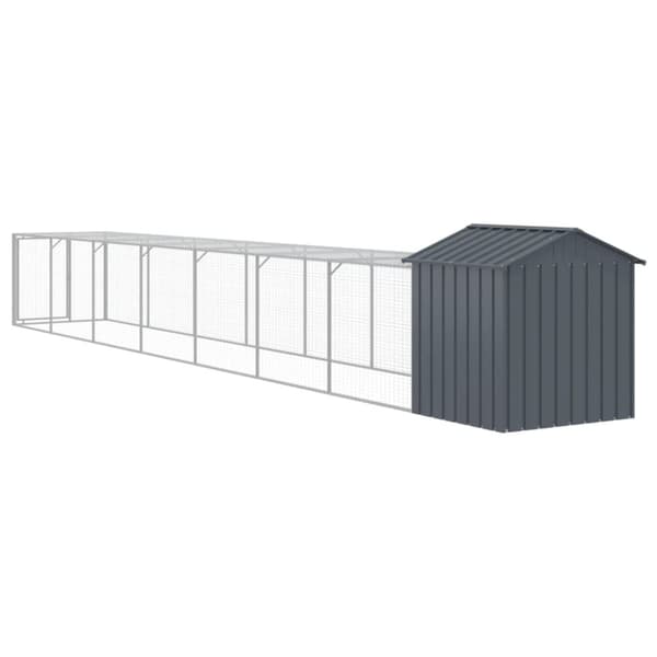 The Living Store hønsehus med løbegård 117x813x123 cm galvaniseret stål antracit -  Huse & bure til små dyr