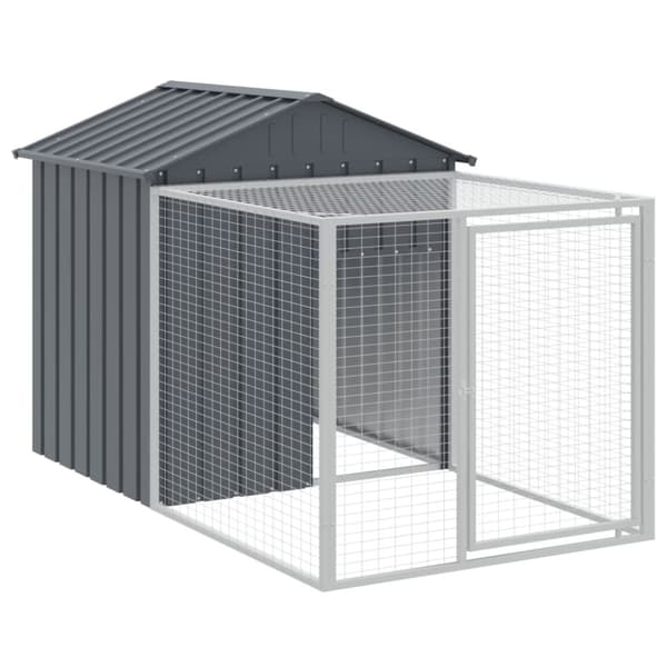 The Living Store hønsehus med løbegård 117x813x123 cm galvaniseret stål antracit -  Huse & bure til små dyr