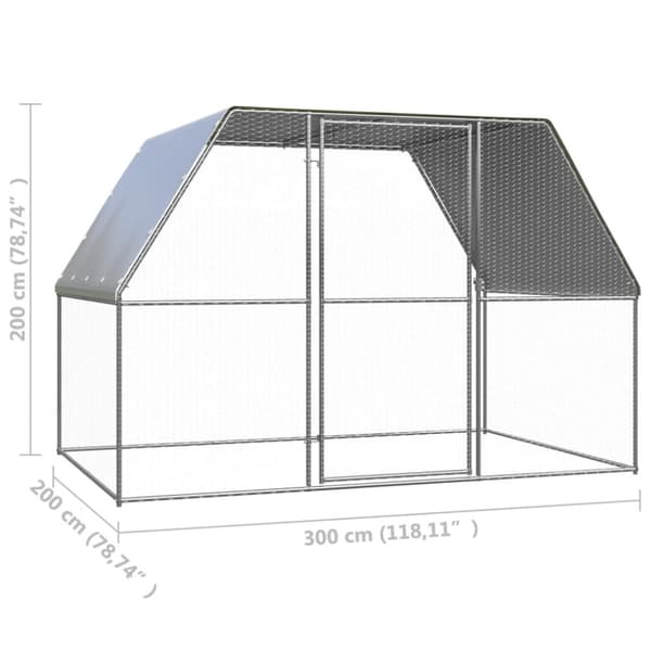 The Living Store Hönsbur silver och grå 3x2x2 m galvaniserat stål -  Smådjursburar