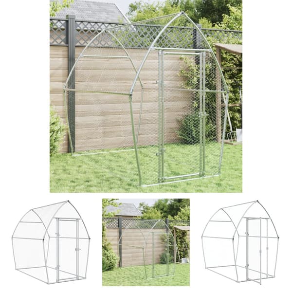 The Living Store hønsehus 200x105x182 cm galvaniseret stål sølvfarvet -  Huse & bure til små dyr