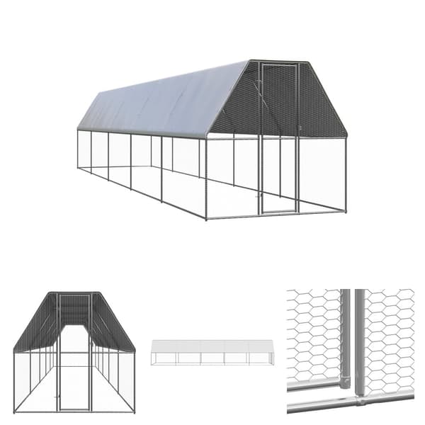 The Living Store Ulkotilan kanahäkki 2x10x2 m galvanoitu teräs -  Pieneläinten kopit & häkit