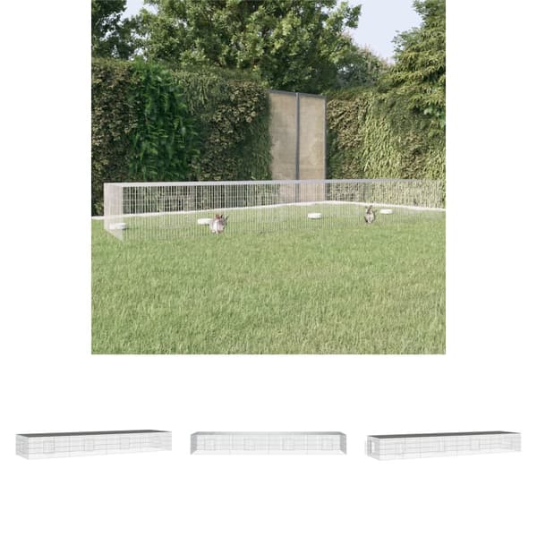 The Living Store 4-panels kaninbur 433x109x54 cm galvaniseret jern -  Huse & bure til små dyr