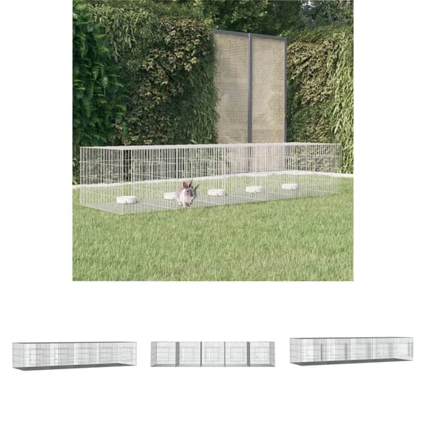 The Living Store 5-panels kaninbur 273x79x54 cm galvaniseret jern -  Huse & bure til små dyr