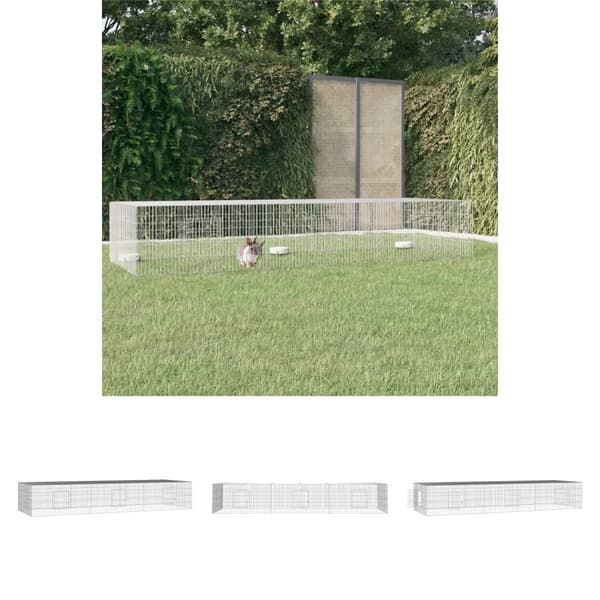 The Living Store 3-panels kaninbur 325x109x54 cm galvaniseret jern -  Huse & bure til små dyr