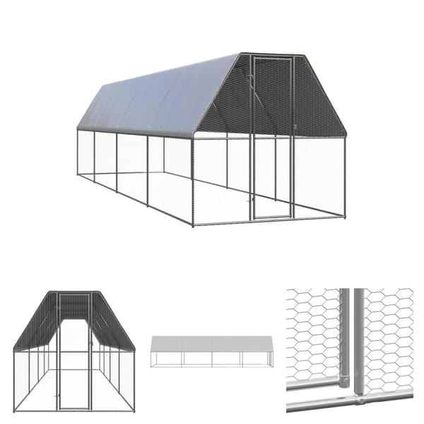 The Living Store Hönsbur för utomhusbruk 2x8x2 m galvaniserat stål -  Smådjursburar