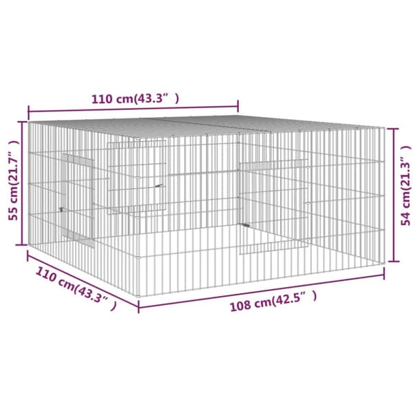 The Living Store kaninbur 110x110x55 cm galvaniseret jern -  Huse & bure til små dyr