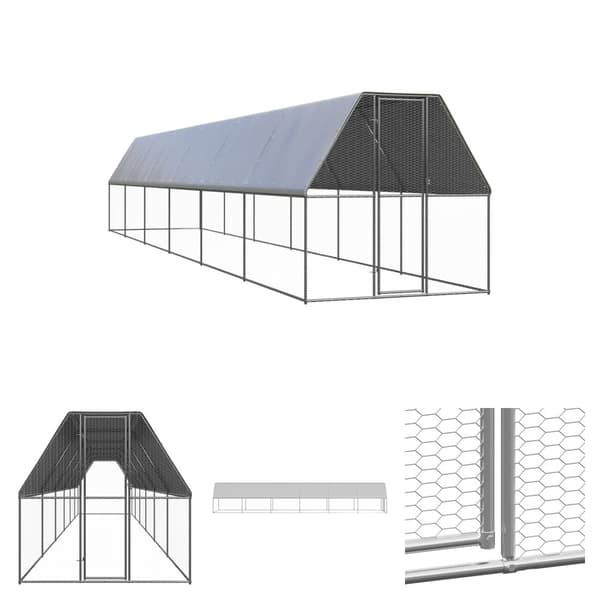 The Living Store hønsegård 2x12x2 m galvaniseret stål -  Huse & bure til små dyr