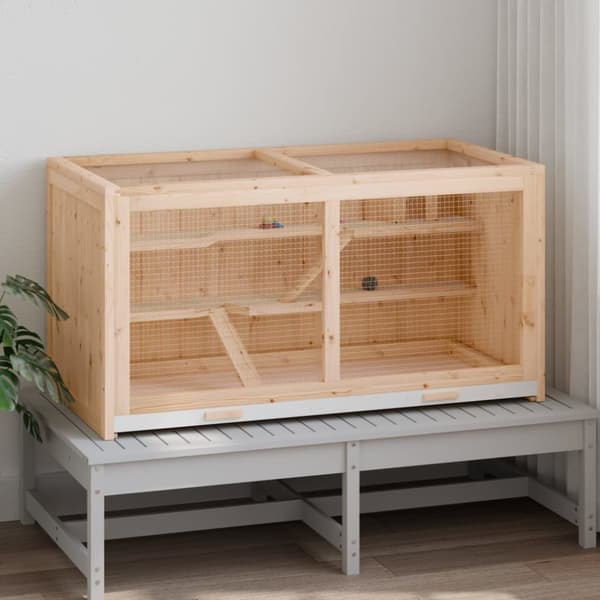 The Living Store hamsterbur 89,5x45x45 cm massivt fyrretræ -  Huse & bure til små dyr