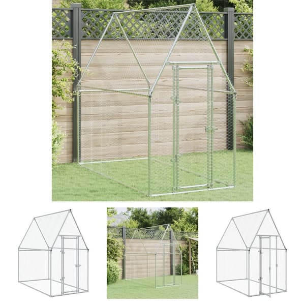 The Living Store hønsehus 200x100x190 cm galvaniseret stål grå -  Huse & bure til små dyr