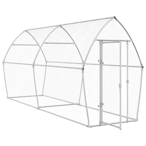 The Living Store hønsehus 400x105x182 cm galvaniseret stål sølvfarvet -  Huse & bure til små dyr