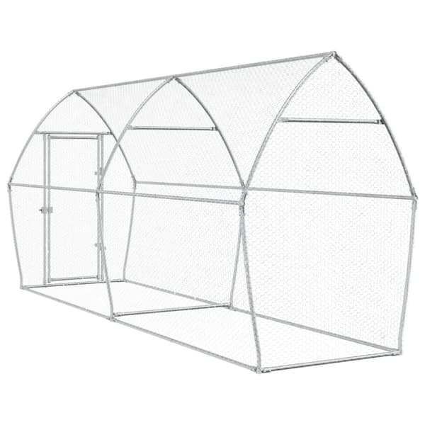 The Living Store hønsehus 400x105x182 cm galvaniseret stål sølvfarvet -  Huse & bure til små dyr