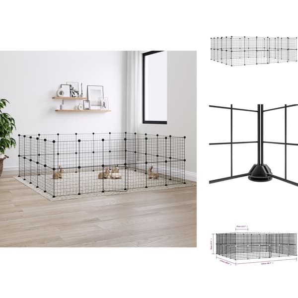 Huse & bure til små dyr - Living 44-panels kæledyrsindhegning med låge 35x35 cm stål sort