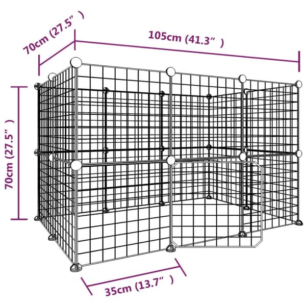 Huse & bure til små dyr - Living 20-panels kæledyrsindhegning med låge 35x35 cm stål sort