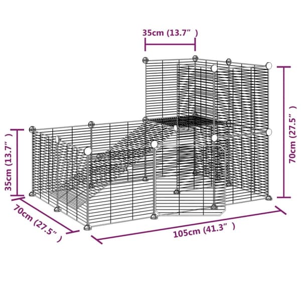 Huse & bure til små dyr - Living 20-panels kæledyrsindhegning med låge 35x35 cm stål sort