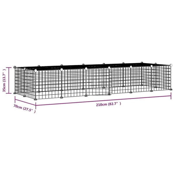Huse & bure til små dyr - Living 28-panels kæledyrsindhegning med låge 35x35 cm stål sort