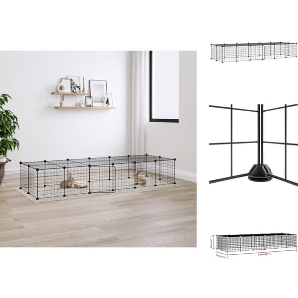 Huse & bure til små dyr - Living 28-panels kæledyrsindhegning med låge 35x35 cm stål sort
