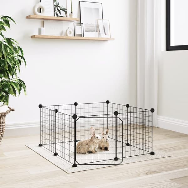Huse & bure til små dyr - Living 8-panels kæledyrsindhegning med låge 35x35 cm stål sort