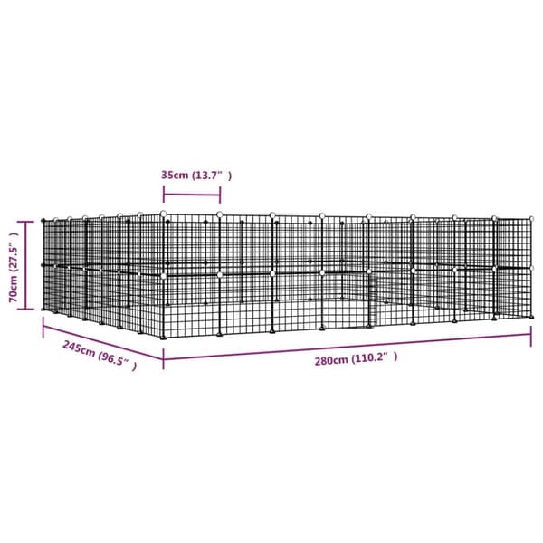 Huse & bure til små dyr - Living 60-panels kæledyrsindhegning med låge 35x35 cm stål sort