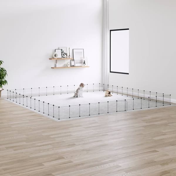 Huse & bure til små dyr - Living 52-panels kæledyrsindhegning med låge 35x35 cm stål sort