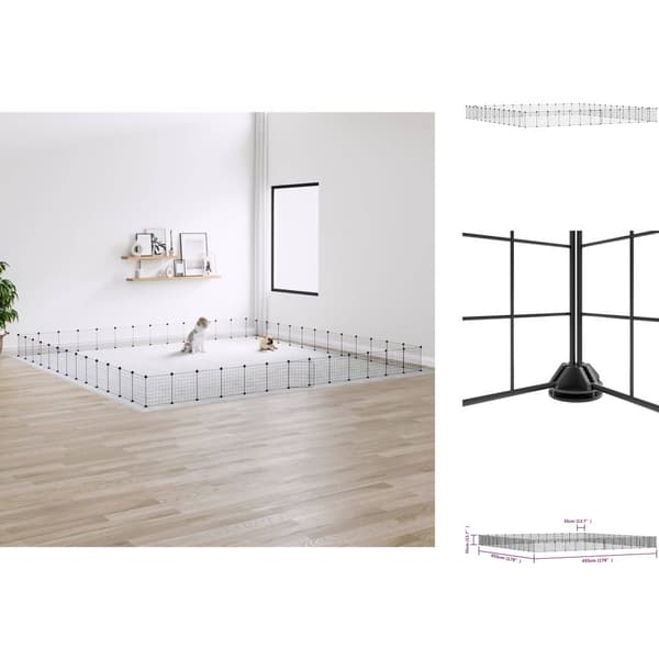 Huse & bure til små dyr - Living 52-panels kæledyrsindhegning med låge 35x35 cm stål sort