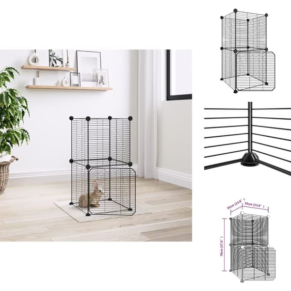 Huse & bure til små dyr - Living 8-panels kæledyrsindhegning med låge 35x35 cm stål sort