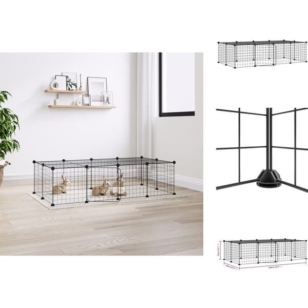 Huse & bure til små dyr - Living 20-panels kæledyrsindhegning med låge 35x35 cm stål sort