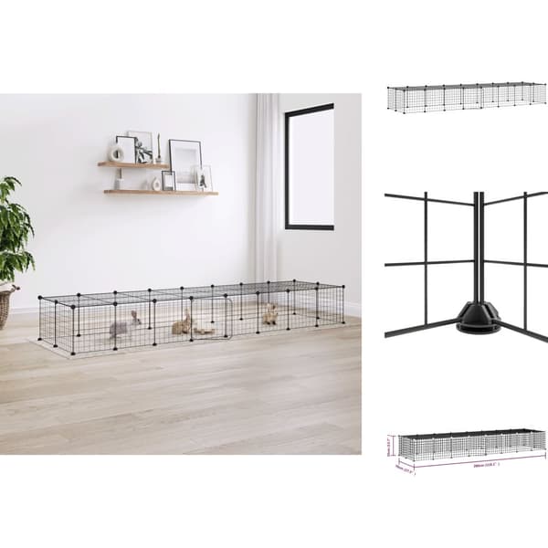 Huse & bure til små dyr - Living 36-panels kæledyrsindhegning med låge 35x35 cm stål sort