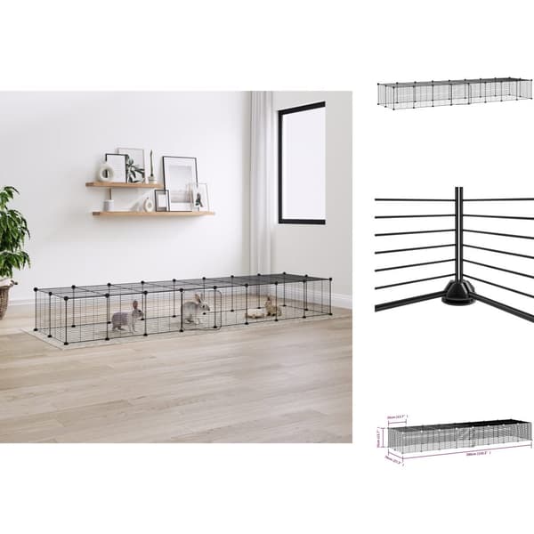Huse & bure til små dyr - Living 36-panels kæledyrsindhegning med låge 35x35 cm stål sort