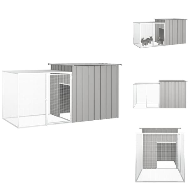 Huse & bure til små dyr - Living kaninbur 200x91x100 cm galvaniseret stål grå