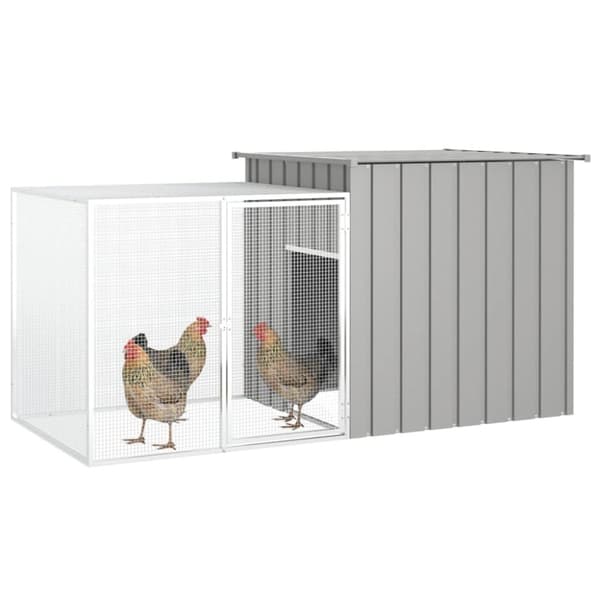 Huse & bure til små dyr - Living hønsehus 200x91x100 cm galvaniseret stål grå