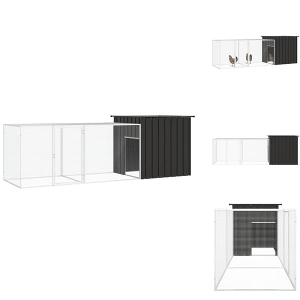 Huse & bure til små dyr - Living hønsegård 300x91x100 cm galvaniseret stål antracitgrå