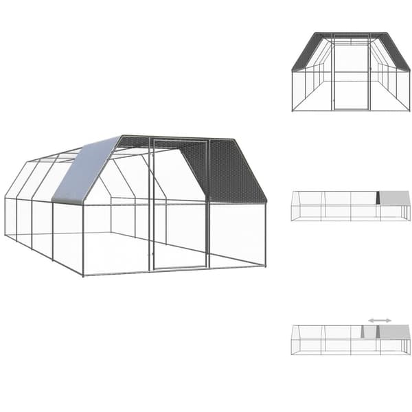 Huse & bure til små dyr - Living udendørs hønsegård 3x8x2 m galvaniseret stål