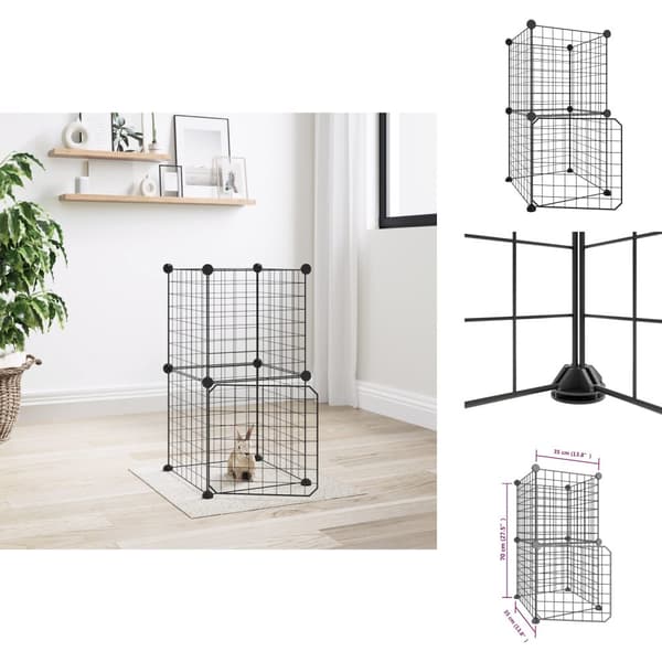 Huse & bure til små dyr - Living 8-panels kæledyrsindhegning med låge 35x35 cm stål sort