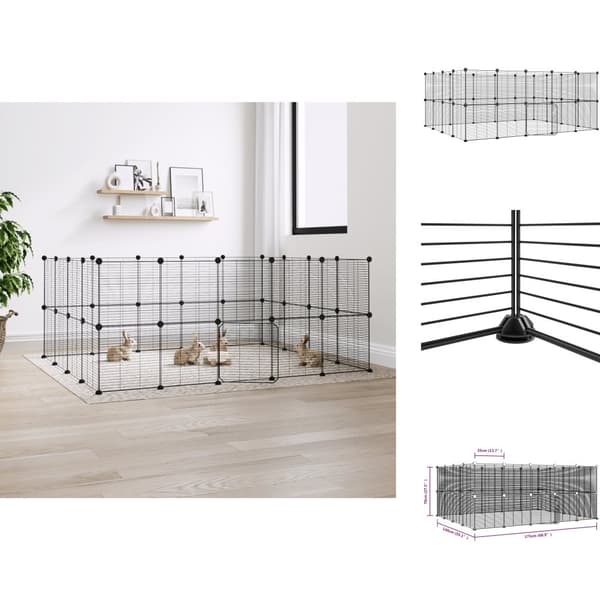 Huse & bure til små dyr - Living 36-panels kæledyrsindhegning med låge 35x35 cm stål sort