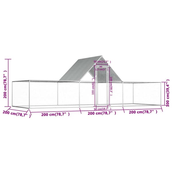 Huse & bure til små dyr - Living hønsegård 6x2x2 m galvaniseret stål