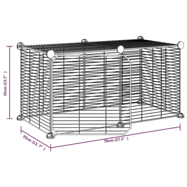 Huse & bure til små dyr - Living 8-panels kæledyrsindhegning med låge 35x35 cm stål sort