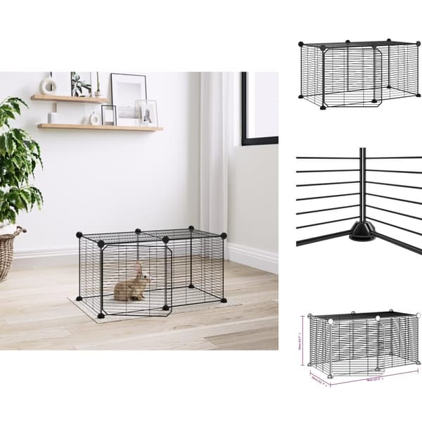Huse & bure til små dyr - Living 8-panels kæledyrsindhegning med låge 35x35 cm stål sort