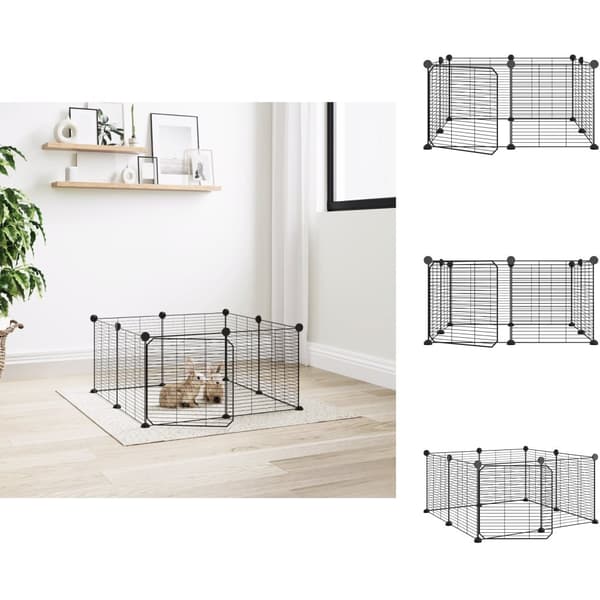 Huse & bure til små dyr - Living 8-panels kæledyrsindhegning med låge 35x35 cm stål sort