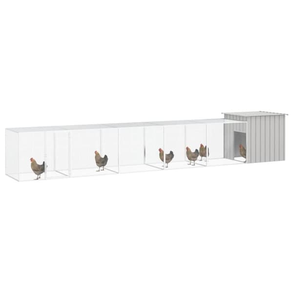 Huse & bure til små dyr - Living hønsehus 600x91x100 cm galvaniseret stål grå