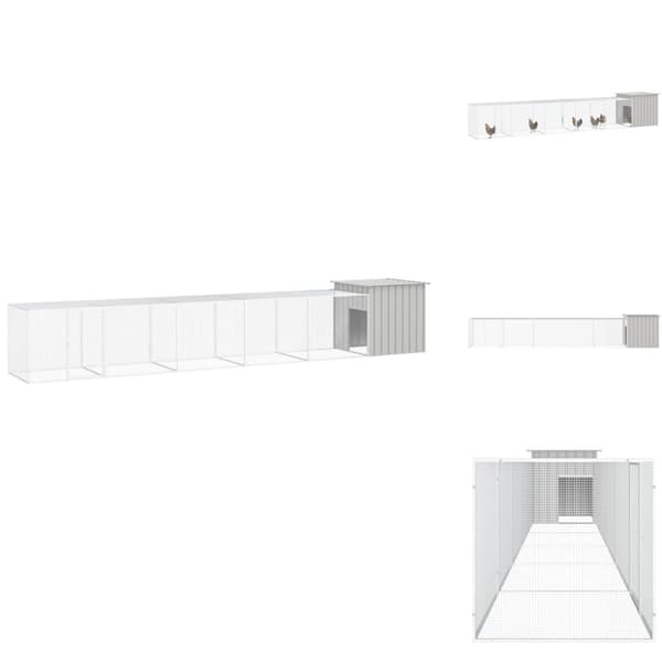 Huse & bure til små dyr - Living hønsehus 600x91x100 cm galvaniseret stål grå