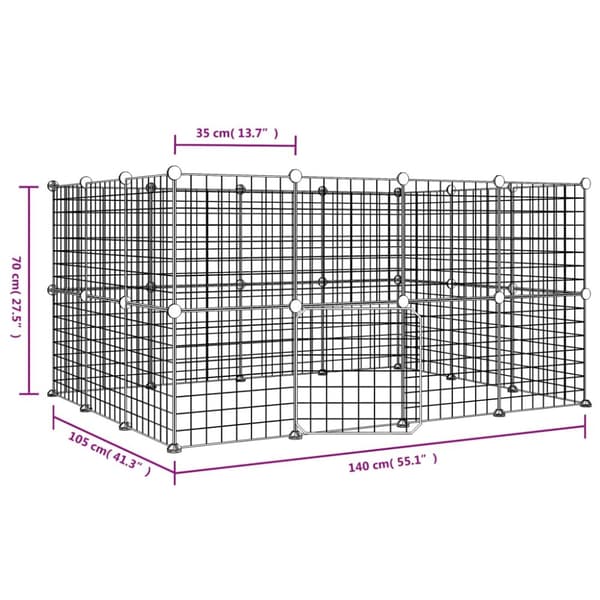 Huse & bure til små dyr - Living 28-panels kæledyrsindhegning med låge 35x35 cm stål sort